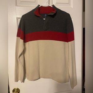 Gap Size Small Mock Neck Quarter Zip Color Block Sweater